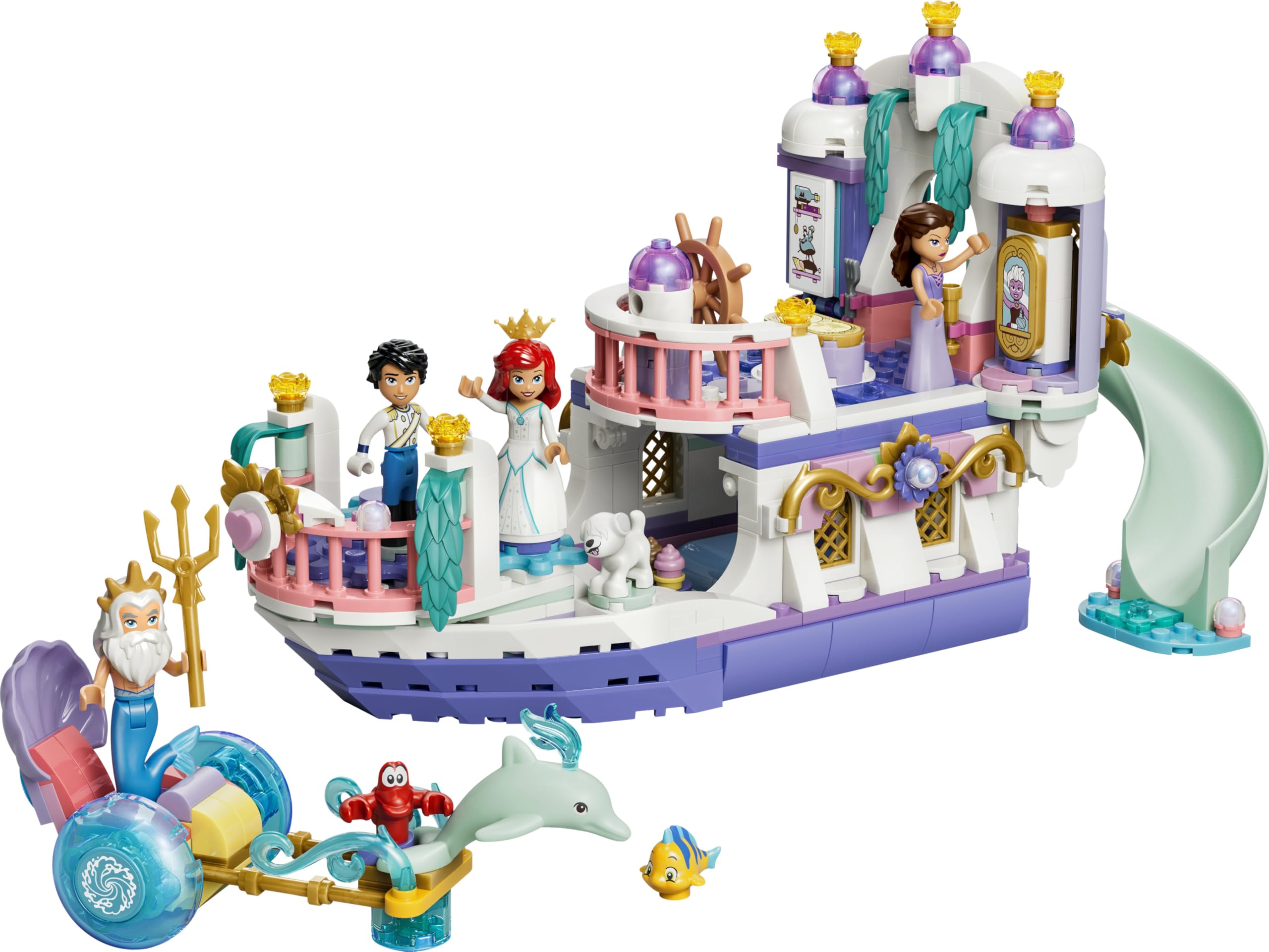 LEGO ǀ Disney Princess Arielles Königliches Hochzeitsboot - Arielle, die Meerjungfrau Set mit 7 Figuren inkl. Arielle und Vanessa - Zimmerdeko - Geschenk für Mädchen ab 6 Jahren und Fans 43299