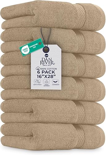 Vista 143 de DAN RIVER Juego de 4 toallas de baño, 27 x 54 pulgadas, 100% algodón, más grandes y ligeras, de secado rápido, súper suaves y absorbentes, toallas