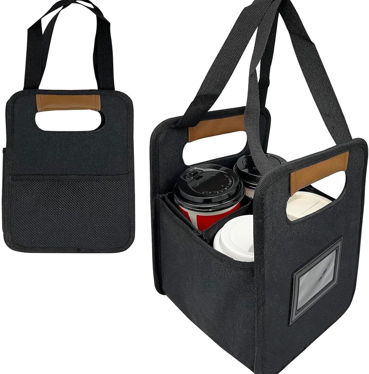 Reusable 4 Cup Insulated Drink Carriers with Adjustable Dividers and Foldable Design for Outdoor Event and Daily Use Reusable Insulated Coffee Cup Holders