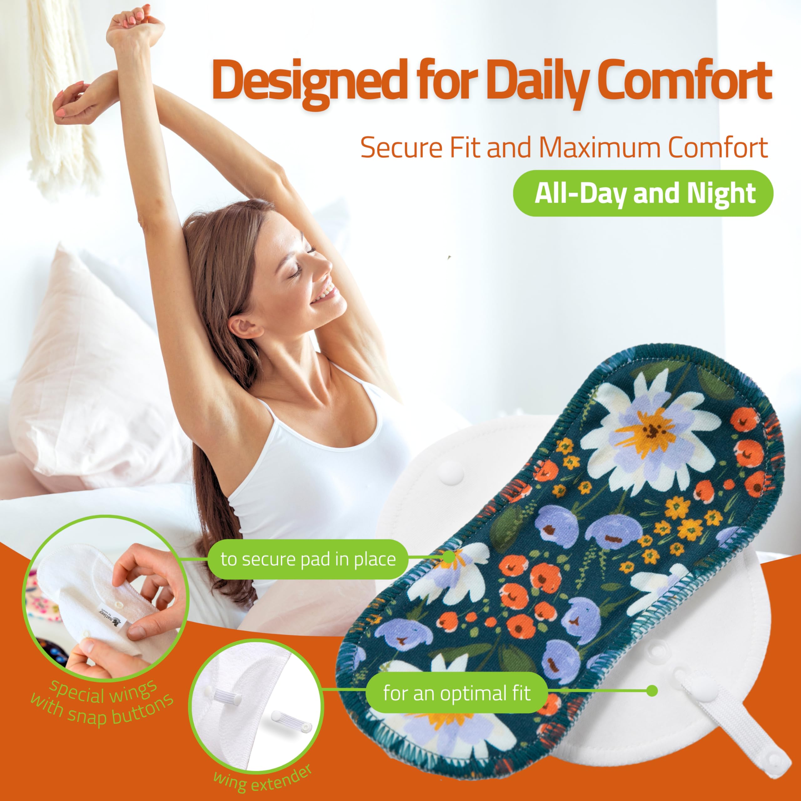 ÉcoConfort Protèges Slip Lavables Réutilisables en Coton Bio pour Pertes Blanches (S, x7); Lavables à Haute T°, 100% Respirants, Protection Féminine SEULEMENT pour Usage Quotidien, Douce (Sans PUL)