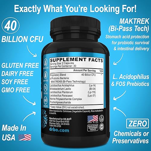 Miniatura 5 de Suplemento probiótico de 40 mil millones de UFC, probióticos Lactobacillus Acidophilus para mujeres y hombres, cápsulas - Probióticos sin gluten