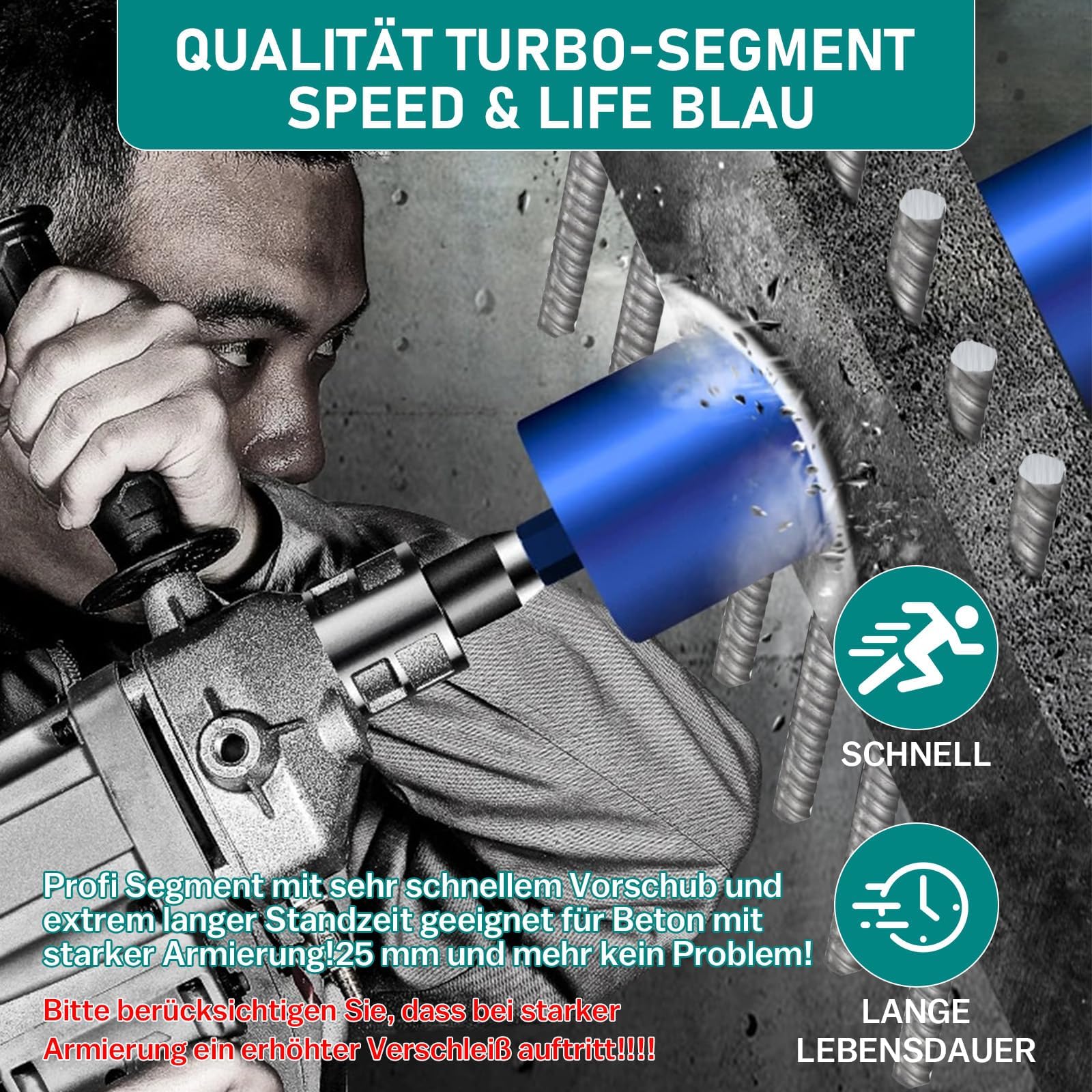 Punta diamantata con adattatore SDS-Max per carotatrice, 1 1/4" UNC Ø122mm