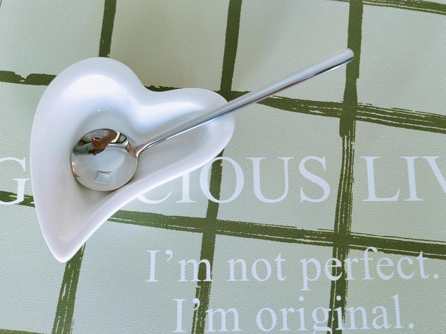 Coffee Spoon and Rest for Coffee Bar Accessories, Cute Heart Small Spoon Rest for Coffee Station Mini Tea Spoon Rest Tea Spoon Holder Teaspoon Rest Coffee Spoon Holder (White Rest with Silver Spoon) image 7 of 9 B0CJ393HR3