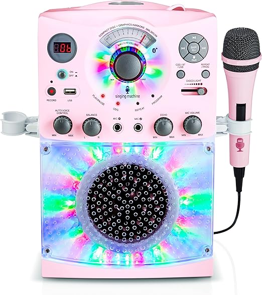 Singing Machine SML385UBK Bluetooth Karaoke System with LED Disco