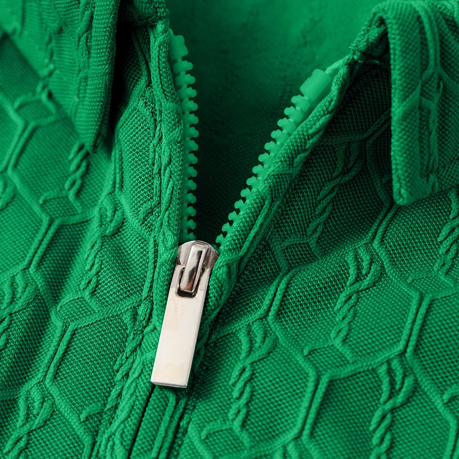 Polo Uomo Tinta Unita con Motivo Jacquard Maniche Corte, Indumento Sportivo con Collo Contrastante per Uscite Estive