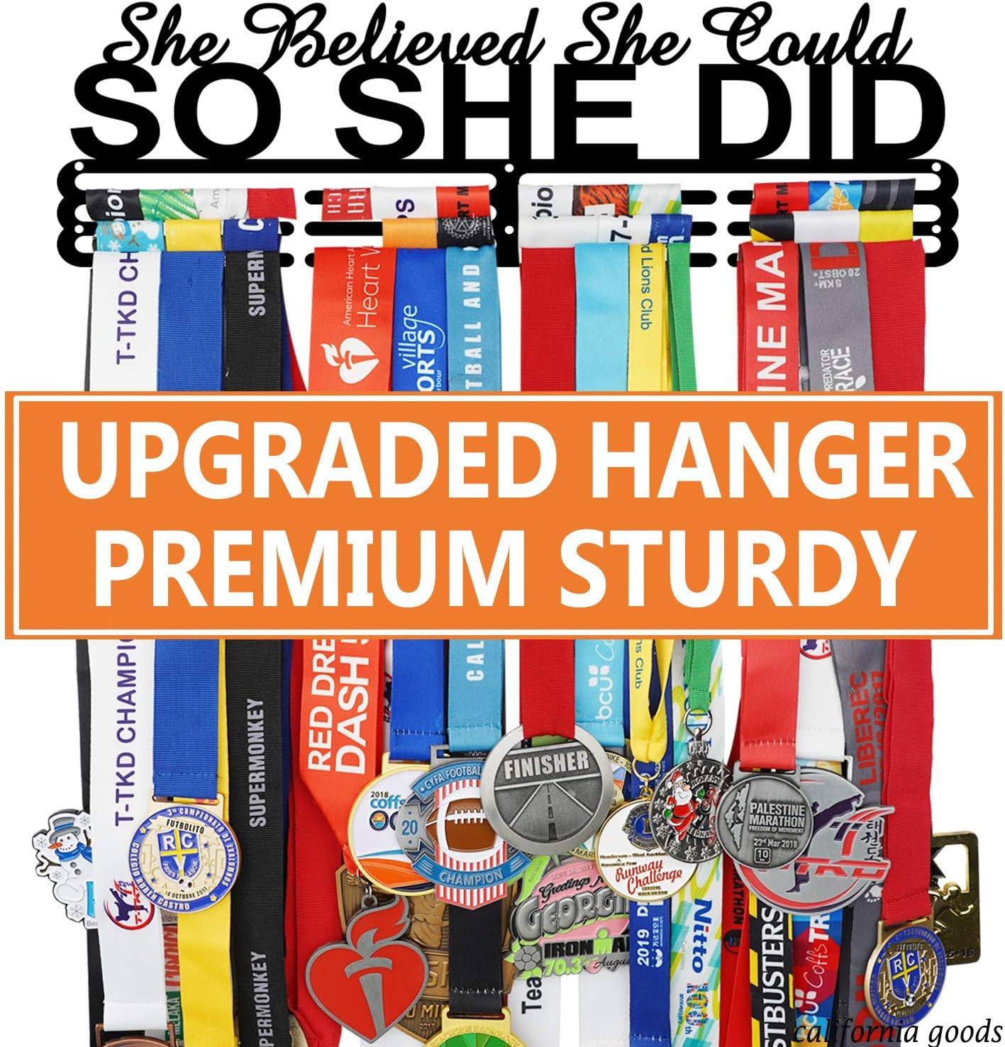 Lapetale FashionRace Sports Medal Holder Display Hanger Wall Rack Frame -Sturdy Steel Finish Design Sturdy Mount Over 60 Medals Easy to Install Easy to Use Gymnastics,Soccer,Softball,Cheer Wall display U.S.A.Patent reserved