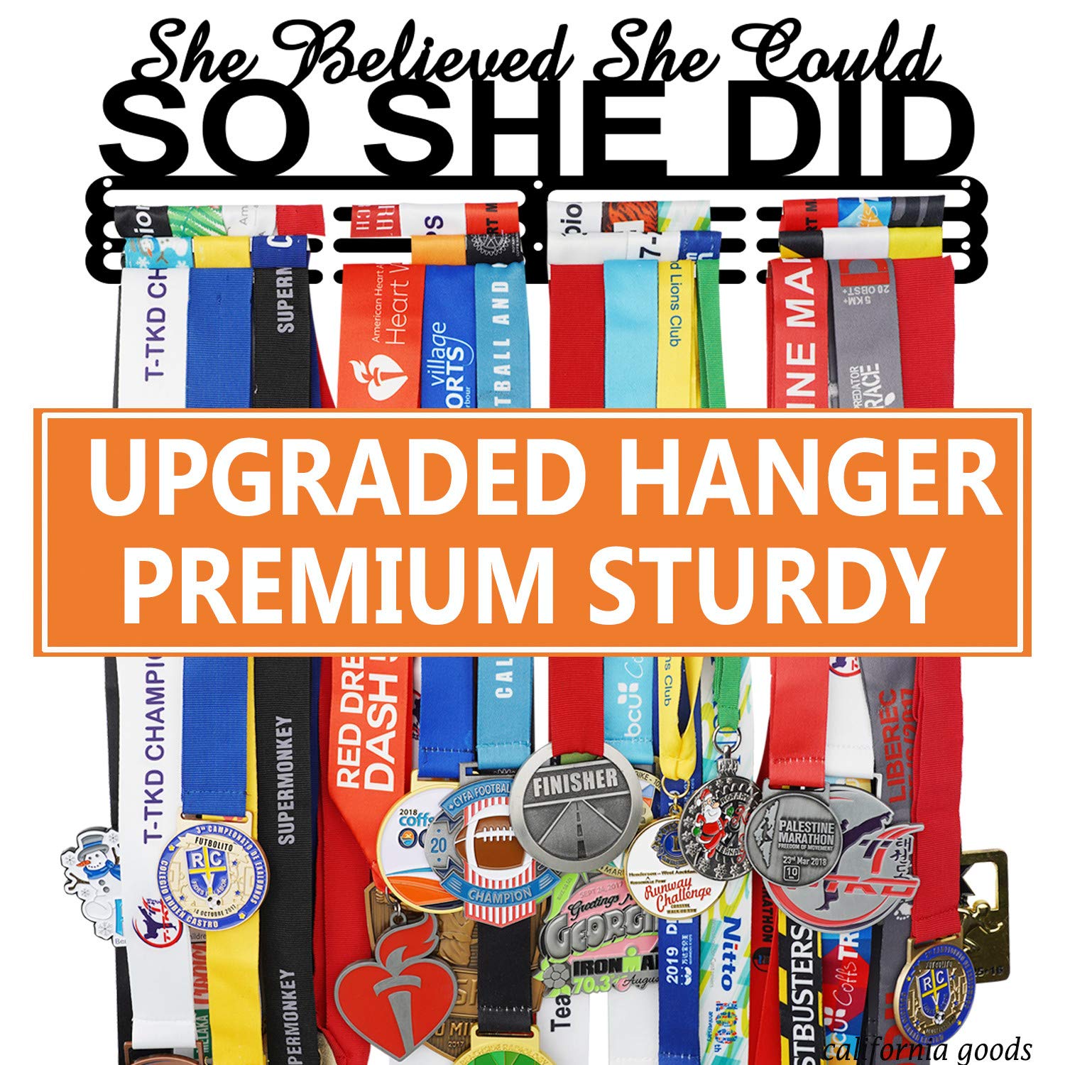 Lapetale FashionRace Sports Medal Holder Display Hanger Wall Rack Frame -Sturdy Steel Finish Design Sturdy Mount Over 60 Medals Easy to Install Easy to Use Gymnastics,Soccer,Softball,Cheer Wall display U.S.A.Patent reserved