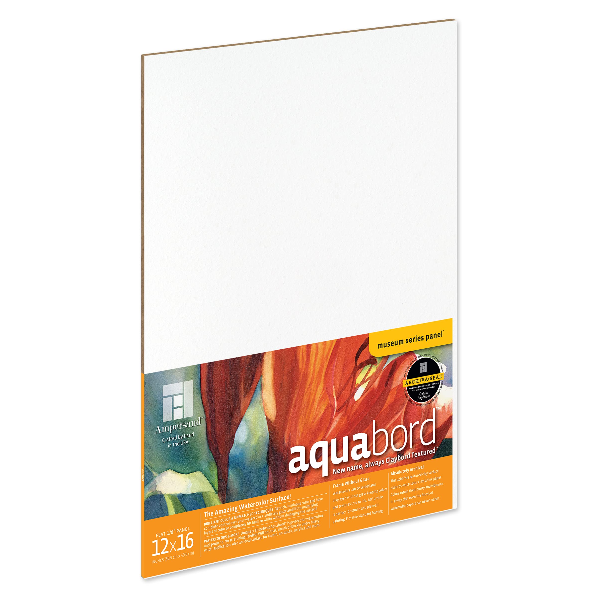 Ampersand Art Supply Watercolor Painting Panel: Museum Series Aquabord, 1/8 Inch Flat Profile, 12" x 16"