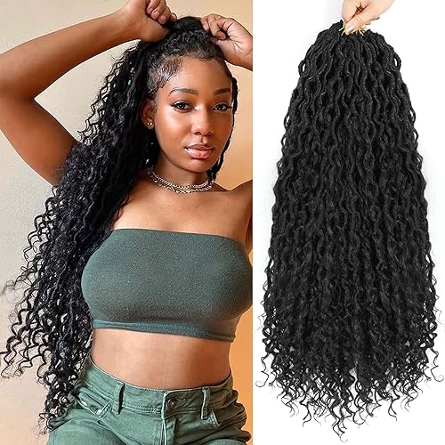 Goddess Locs - 8 paquetes de cabello sintético de ganchillo para mujer de 24 pulgadas, extensiones de cabello de ganchillo bohemio de diosa