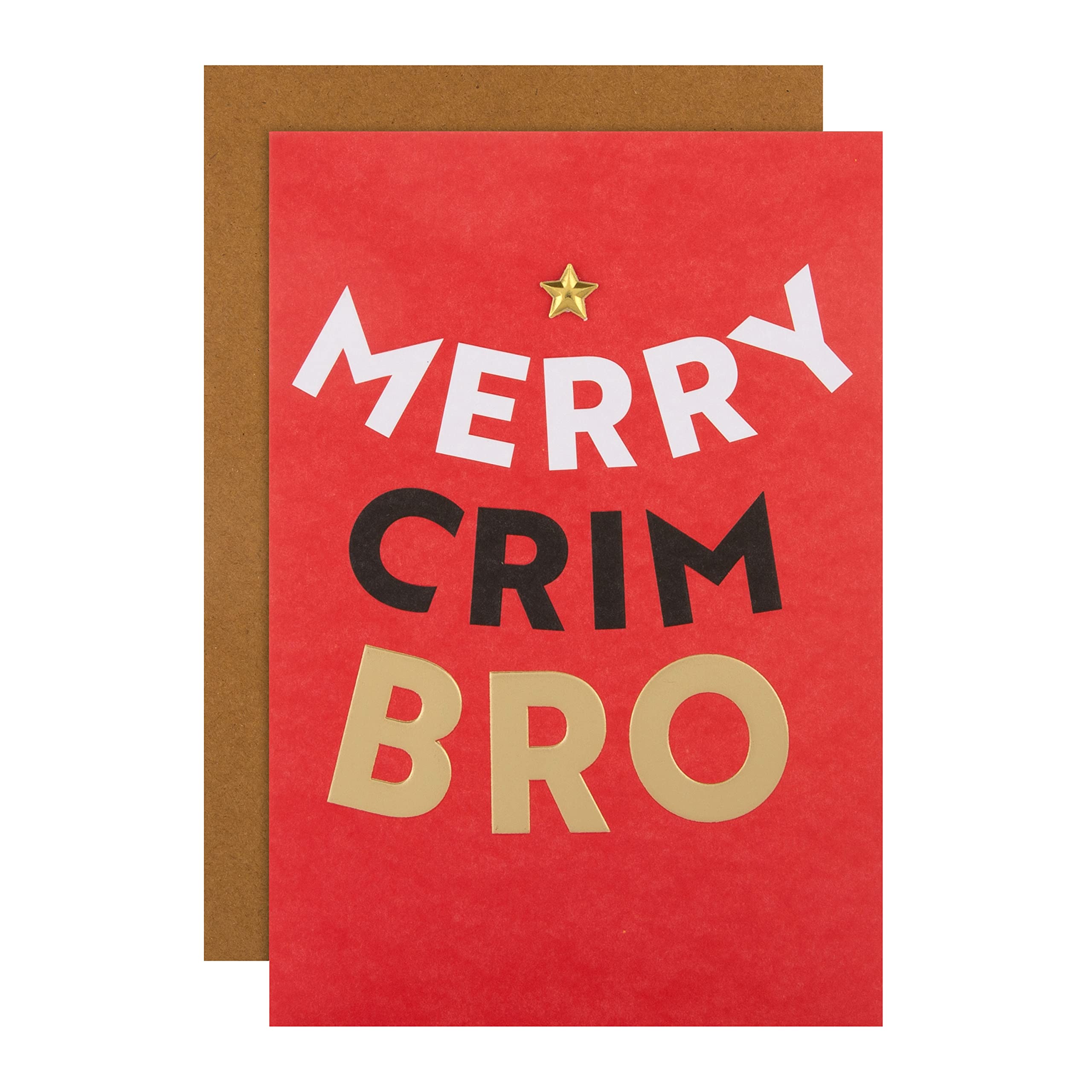 Hallmark Brother Christmas Card, Christmas Card for Brother, Contemporary Fun Design, Red, Gold
