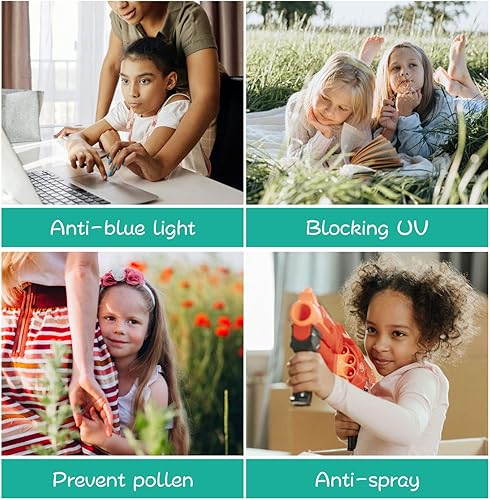 Miniatura 6 de Dollger Gafas de seguridad antivaho con bloqueo de luz azul, lentes de protección UV400 para niños de 0 a 6 años, gafas de seguridad anti polen