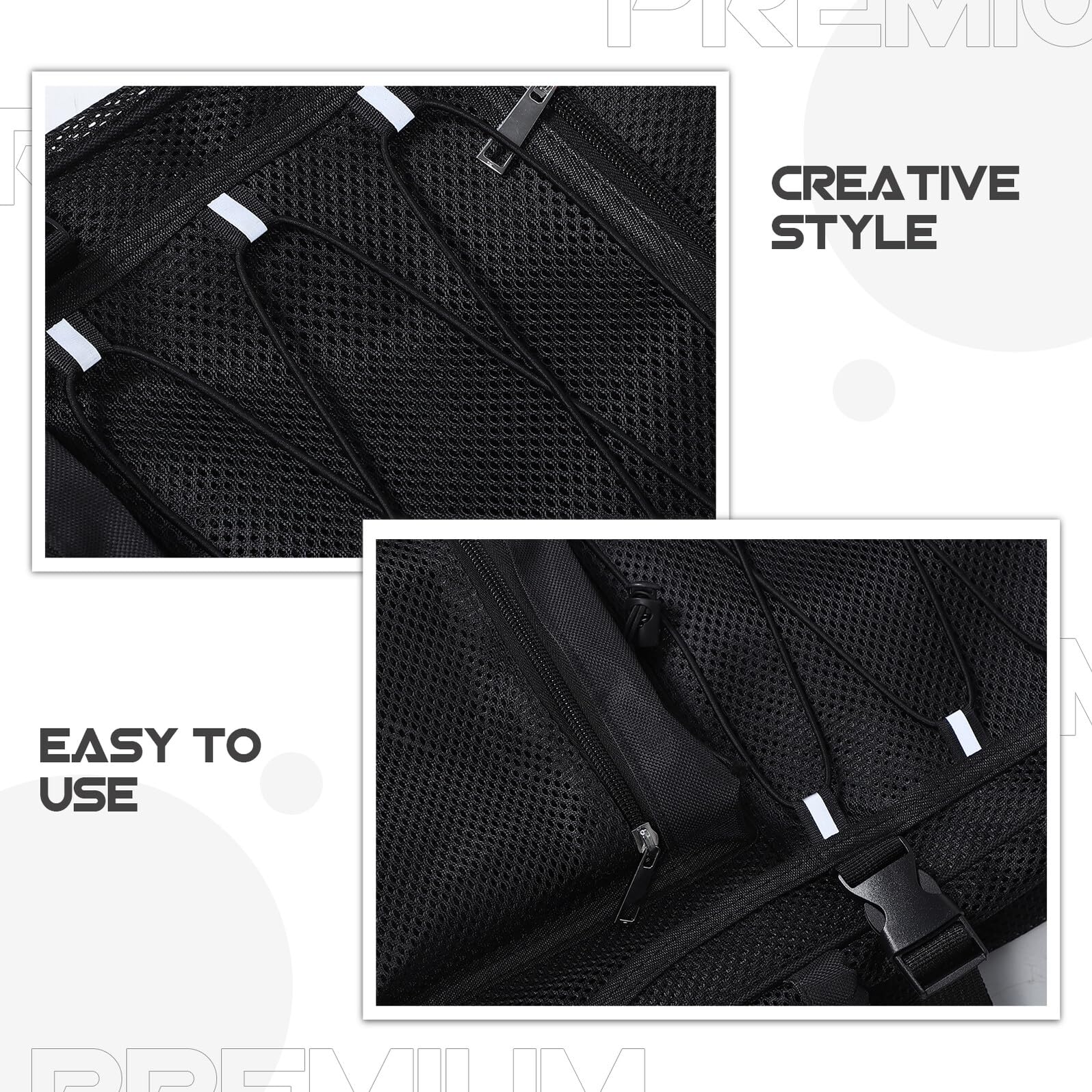 Mochila de Malla Negra Plegable Ligera para Deporte y Viaje