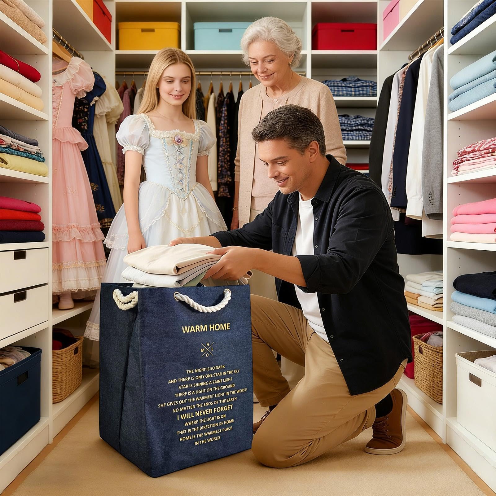 Bolsa para Ropa Sucia Plegable Reforzada con Asas