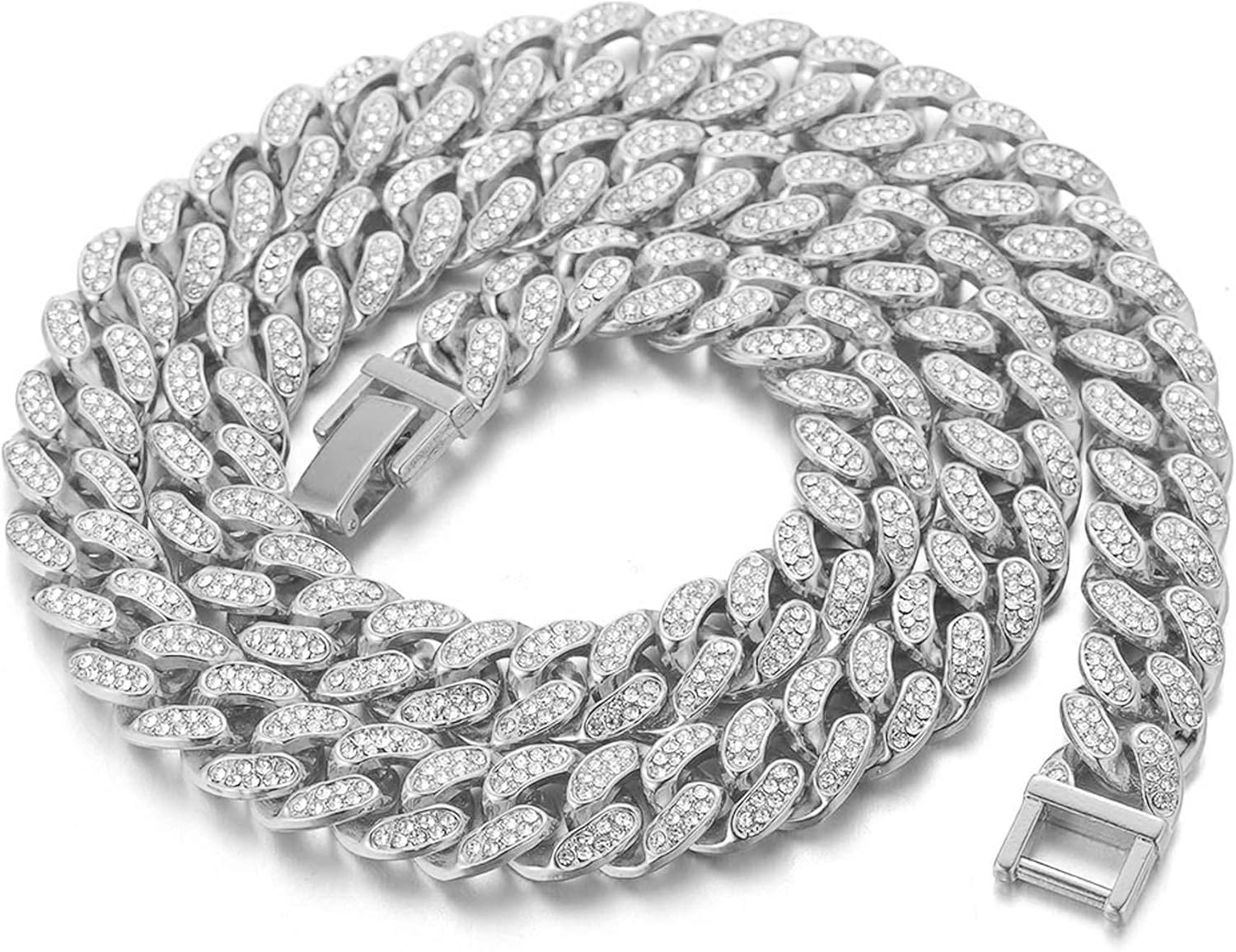Halukakah Cuban Link Chain for Men Iced Out,15/20MM Men's Gold Chain Miami Choker Necklace 16"/18"/20"/22"/24"/30"/35" Bracelet 7"/8"/9" in 18kt Real Gold/Platinum White Gold Plated,Full Cz Diamond Cut Prong Set,Gift for Him