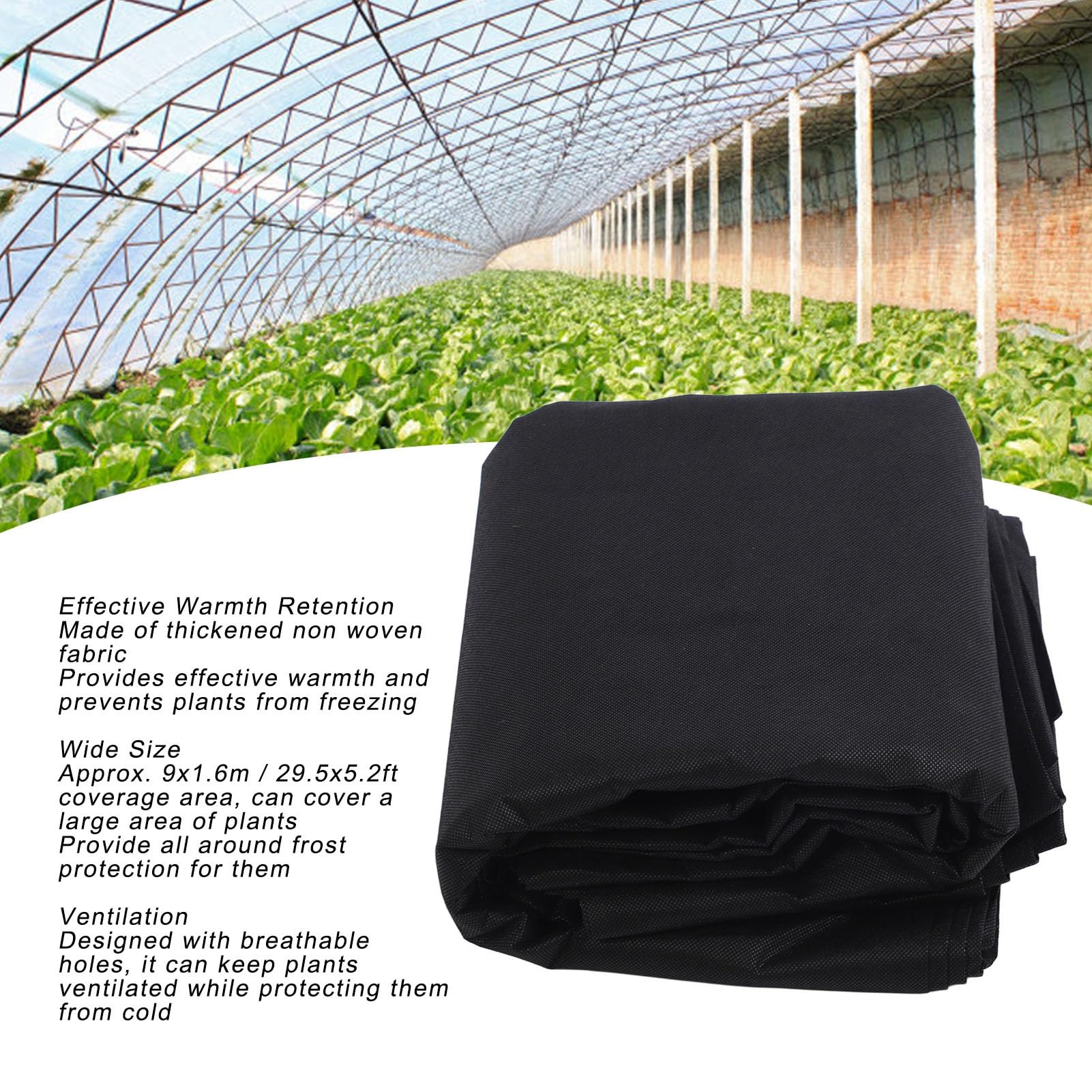 Plant Covers Freeze Protection, Frost Cloth Plant Freeze Protection Roll Floating Row Cover Frost Blanket Frost Cloth(Black)