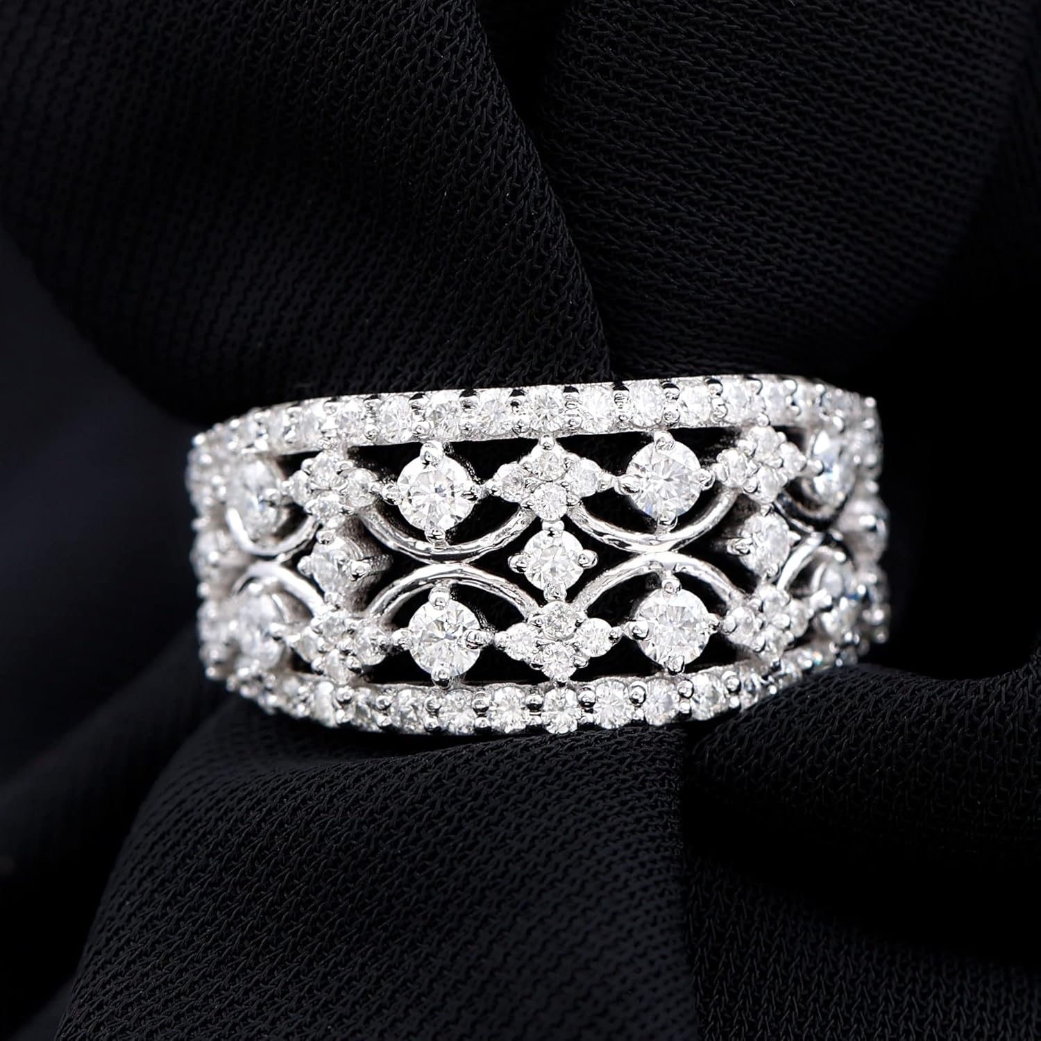 Certified Lab Grown Diamond Wedding Band for Women, Ef-Vs Quality, Diamond Statement Ring - With Jewelry Box