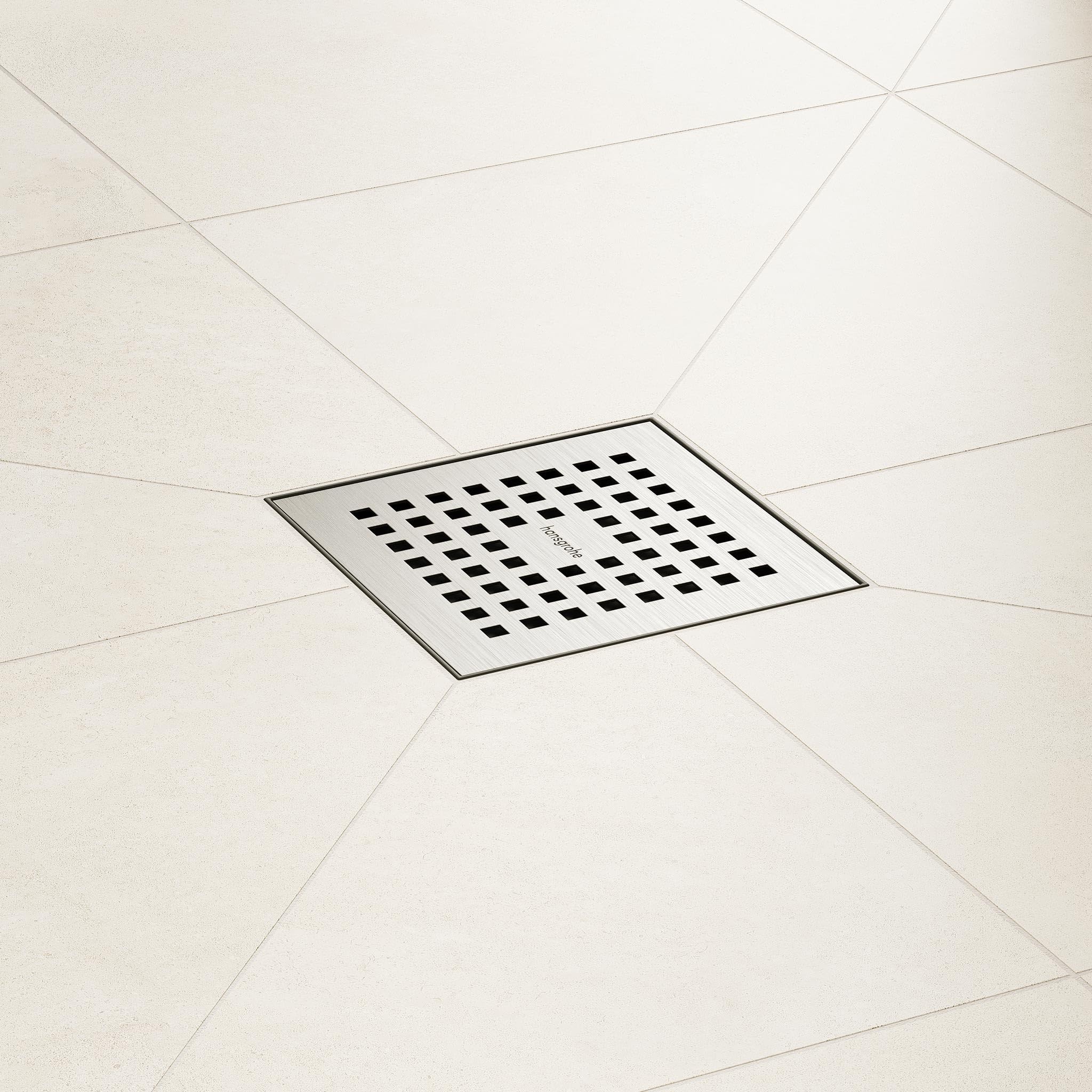 hansgrohe RainDrain Point - kompletny odpływ punktowy, kwadratowy odpływ prysznicowy 10 x 10 cm, odpływem prysznicowym, ruszt ozdobny, stal szlachetna szczotkowana