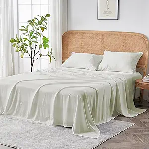 Sijo AiryWeight Tencel Sheet Set, 100% Lyocell Derived from Eucalyptus, Buttery Soft, Architectural Digest 2022 Best Cooling Sheets Winner - 4pc - 2 Pillowcases 1 Fitted 1 Top (Ivory, Queen)