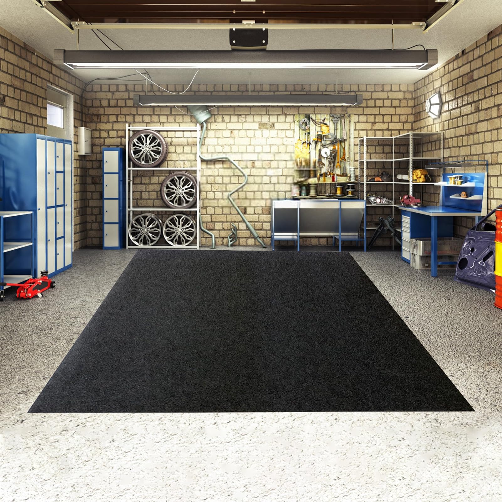 Rectangle Garage Floor Mat Under Car, Extra Large Dark Grey Oil Spill Mat, Waterproof Non Slip Felt Parking Rug, Absorbent Garage Flooring Protector, Cuttable Motorcycle Auto Maintenance Carpet Square