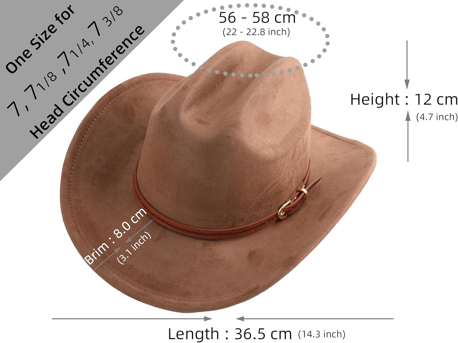 Cowboy Hat for Women and Men Wide Brim Western Cowgirl Hat - Image 2