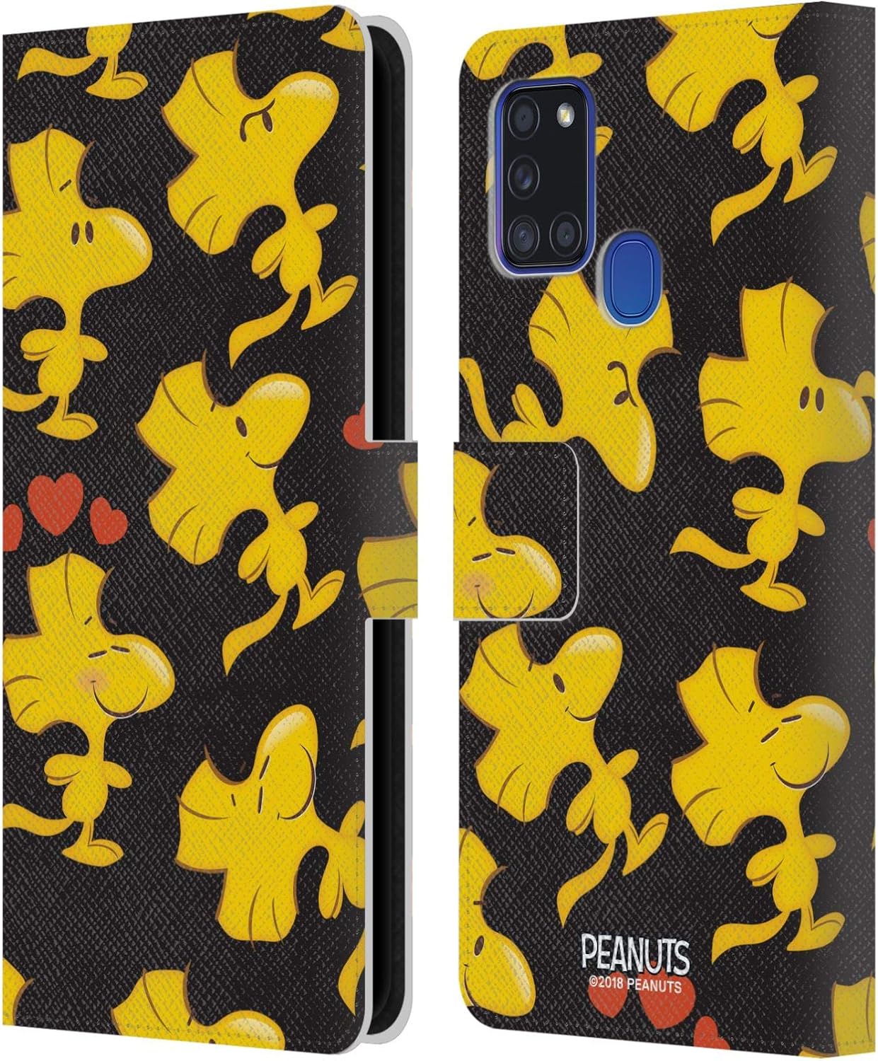 Head Case Designs Officially Licensed Peanuts Woodstock Character Patterns Leather Wallet Case Compatible with Samsung Galaxy A21s (2020)