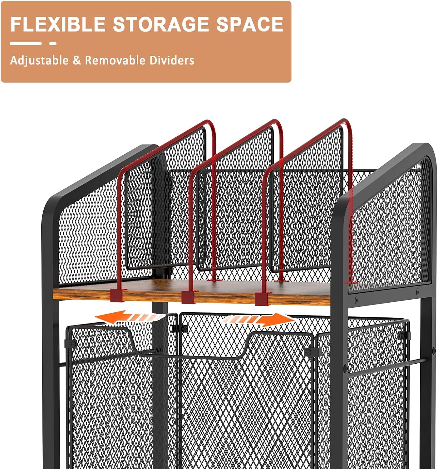 Rolling File Cabinet with Adjustable Dividers, Vertical Filing Cabinet with Storage Drawer on Lockable Wheels, Hanging File Organizer Beside Under Desk for Office, Home(Patent Pending) - Image 3