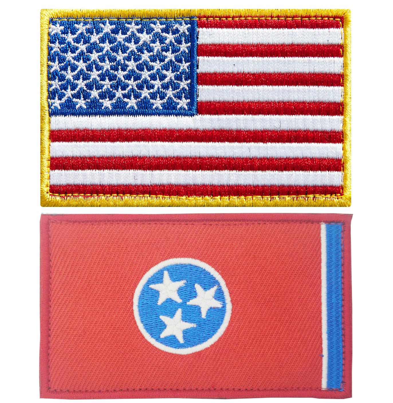 stidsds 2 Pack American US Tennessee Flag Patch USA Tennessee TN State Flags Embroidered Patches United States Flags Military Tactical Patch for Clothes Hat Backpacks Pride Decorations