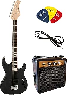 KINDER E GTARRE - ELEKTROGITARRE SET - 1/4 GRÖßE - E GITARRE JUNIOR SCHWARZ - SET - VERSTÄRKER 5 WATT - 3xPLEKTRONS - KABEL