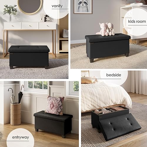 Miniatura 94 de Otomana plegable para dormitorio o sala de estar, con contenedores de almacenamiento, reposapiés para el extremo de la cama, soporta hasta 660 lb,