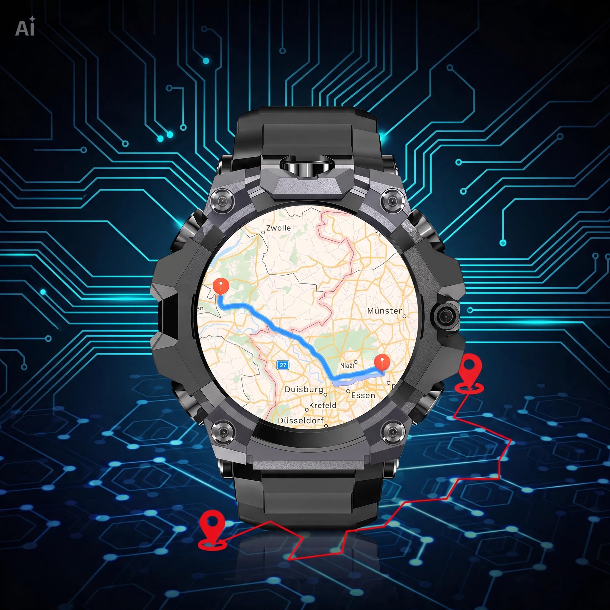 Smartwatch 4G Android indipendente T-Rex Q668 Pro con GPS e Videochiamate Display AMOLED 1.95" 4GB+32GB, Doppia Fotocamera 8MP, Frequenza Cardiaca, Pressione, Sonno, SpO2 – Supporta SIM