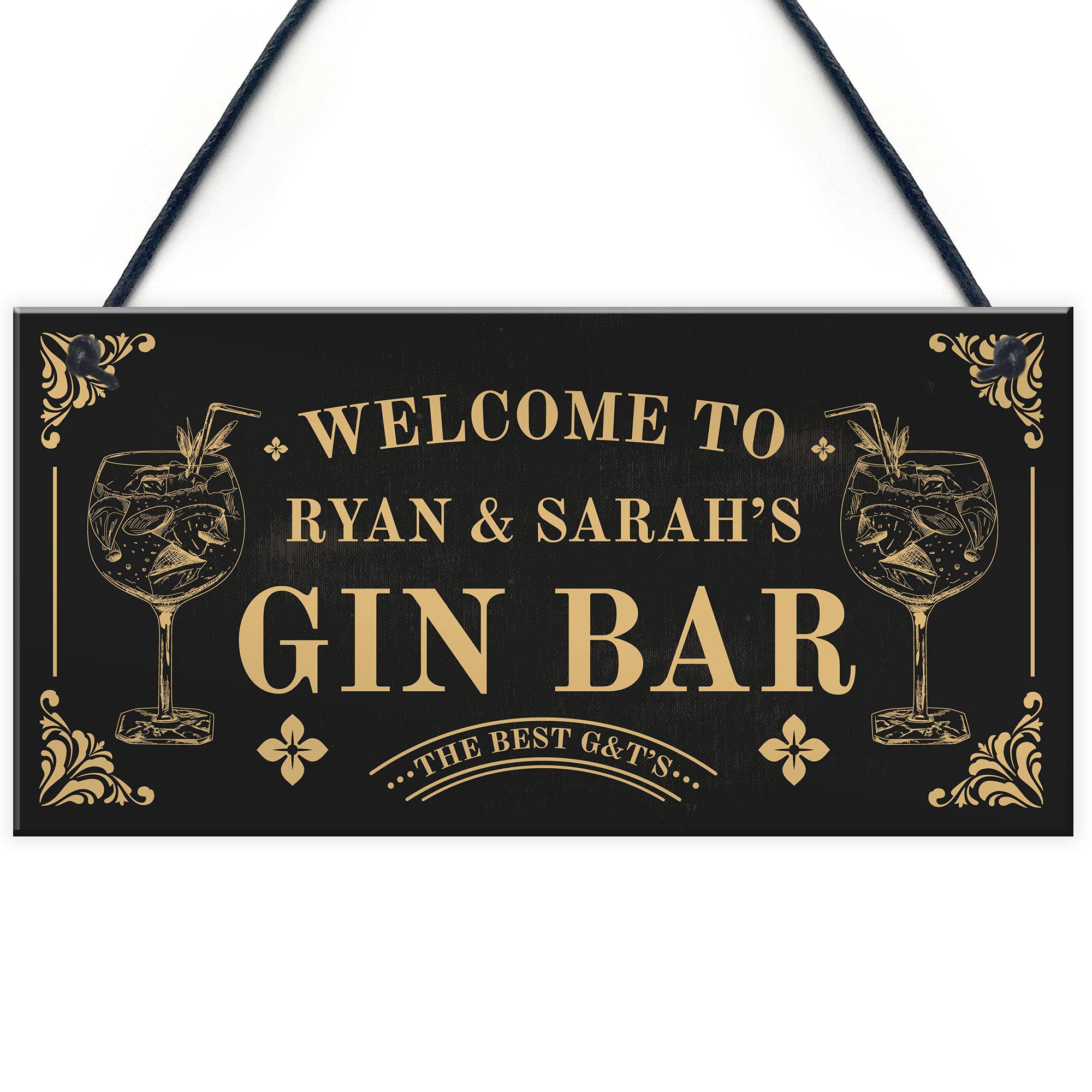 Vintage Gin Bar Sign For Garden Home Bar Personalised Bar Decor Alcohol Gin Gift