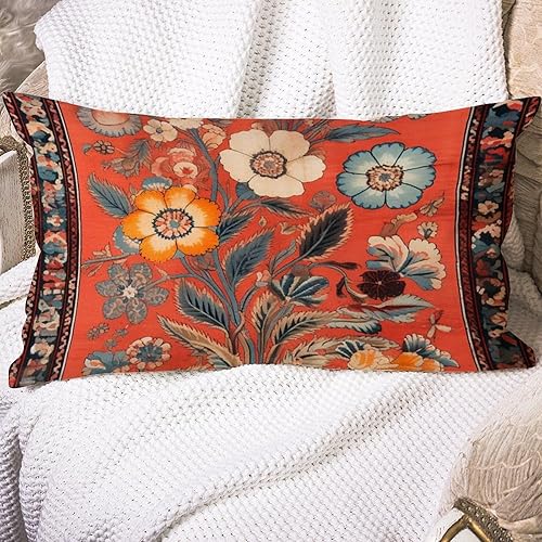 Miniatura 2 de Chinoiserie Throw Pillow Case Oriental Flower Rectangular Throw Pillow Cover Chinese Style Decorative Pillow Home Cotton Linen 12x16in Accent Square