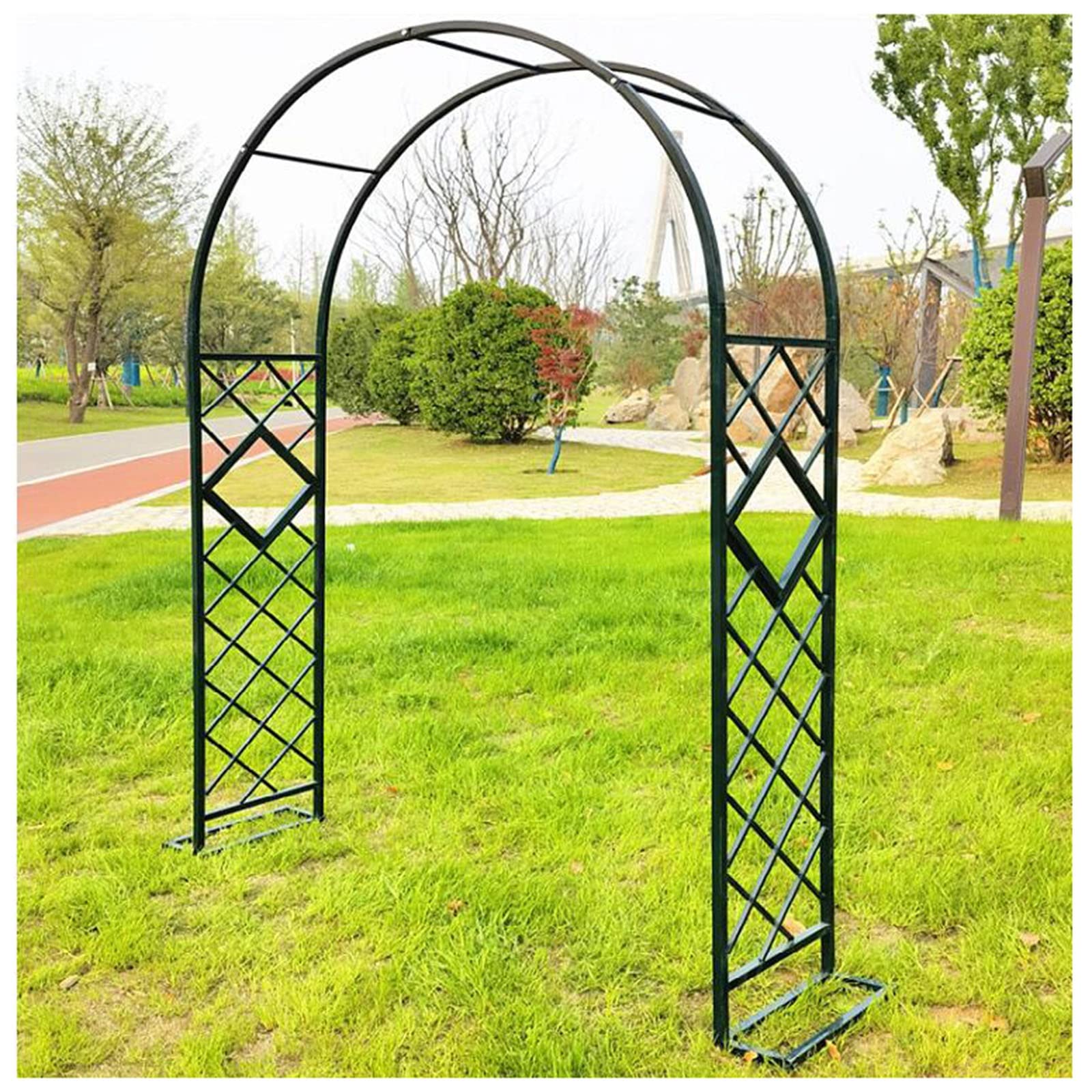 Metalowa kratka ogrodowa do roślin pnących, odporna na warunki atmosferyczne i stabilna, 140–380 cm, regulowany rozmiar, zielona, wsparcie na zewnątrz, do winorośli, kwiatów i warzyw