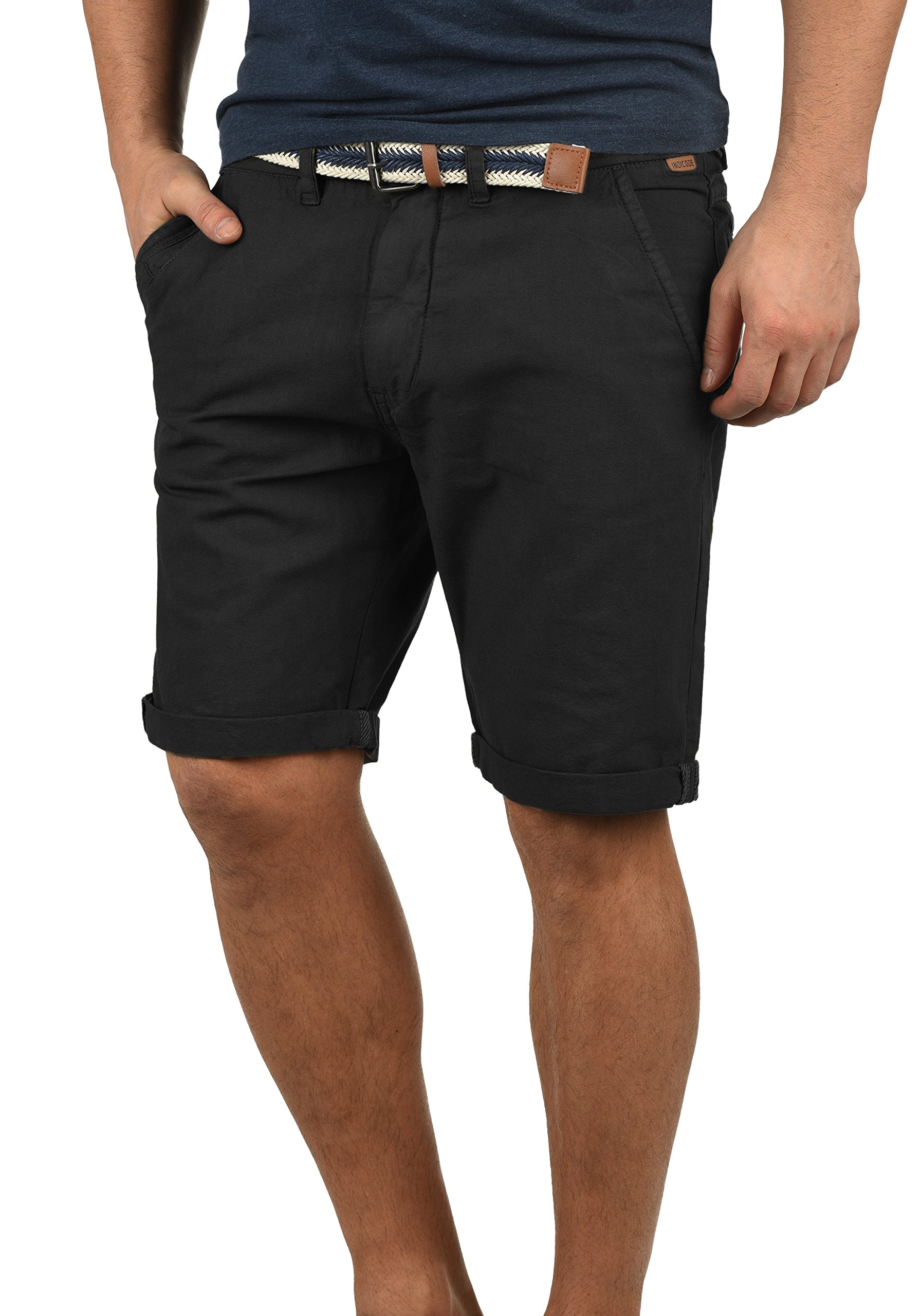 Indicode IDMews Herren Chino Shorts Bermuda Kurze Hose mit Gürtel Eingriffstaschen 100% Baumwolle Regular fit