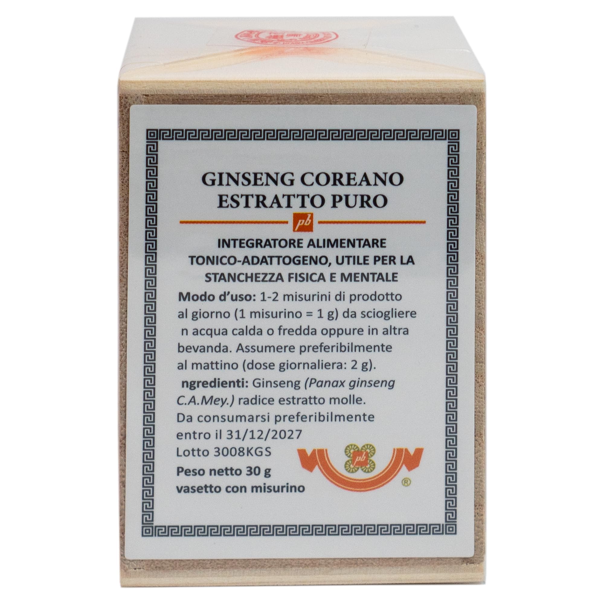 Ginseng Coreano Estratto Molle Puro - 30 gr - Estratto di radici selezionate di 6 anni - 100% Puro - Tonico, stanchezza fisica e mentale - Vasetto Con Misurino