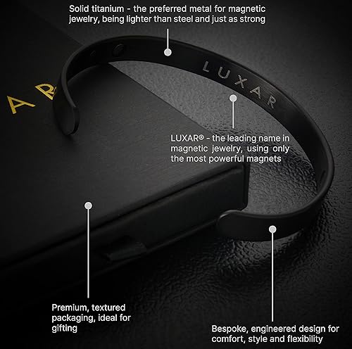 Vista 2 de LUXAR Pulsera de terapia magnética para hombre y mujer titanio sólido o cobre sólido sofisticado brazalete de titanio sólido con imanes