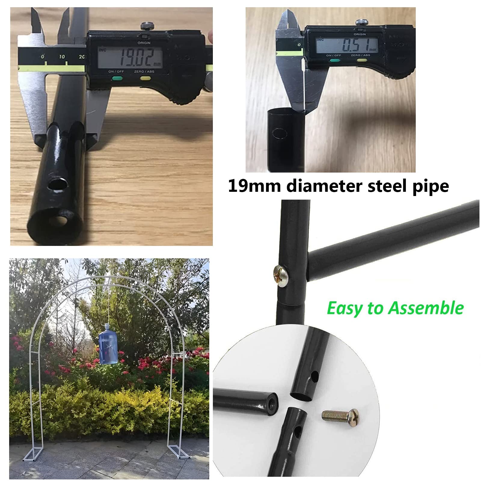 1,2 M 1,4 M 1,8 M 2,0 M 2,4 M 3,0 M 3,5 M Grande Arche De Jardin En Métal, Support Pour Plantes Grimpantes, Tuyau Galvanisé De 19 Mm, Arceau À Rosiers, Largeur Côté: 25cm ( Size : 3.5mx2.2m/11.5ftx7.2
