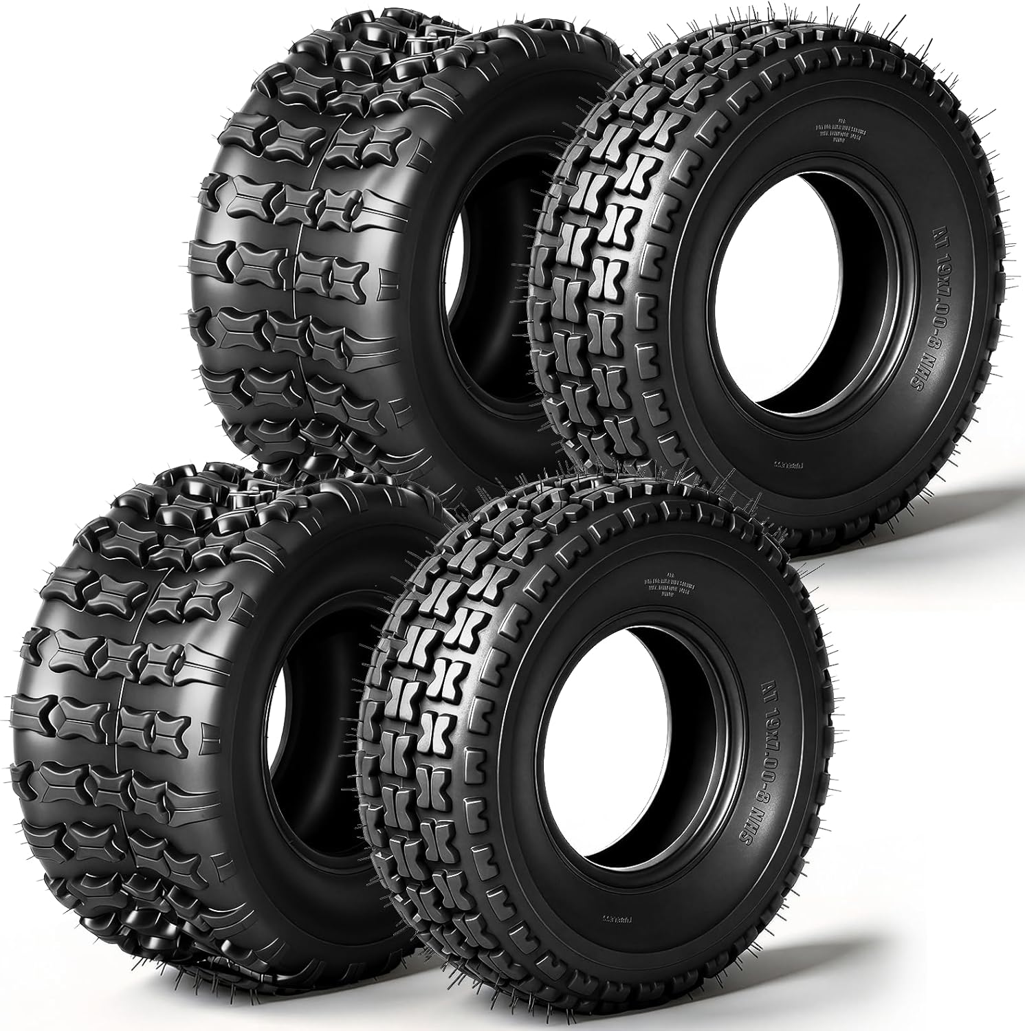 TRIBLE SIX 19x7-8 Front & 18x9.5-8 Rear ATV/UTV Tires,19x7x8 & 18x9.5x8 All Terrain Tires,4PR Tubeless,Non-Directional Tread,Set of 4