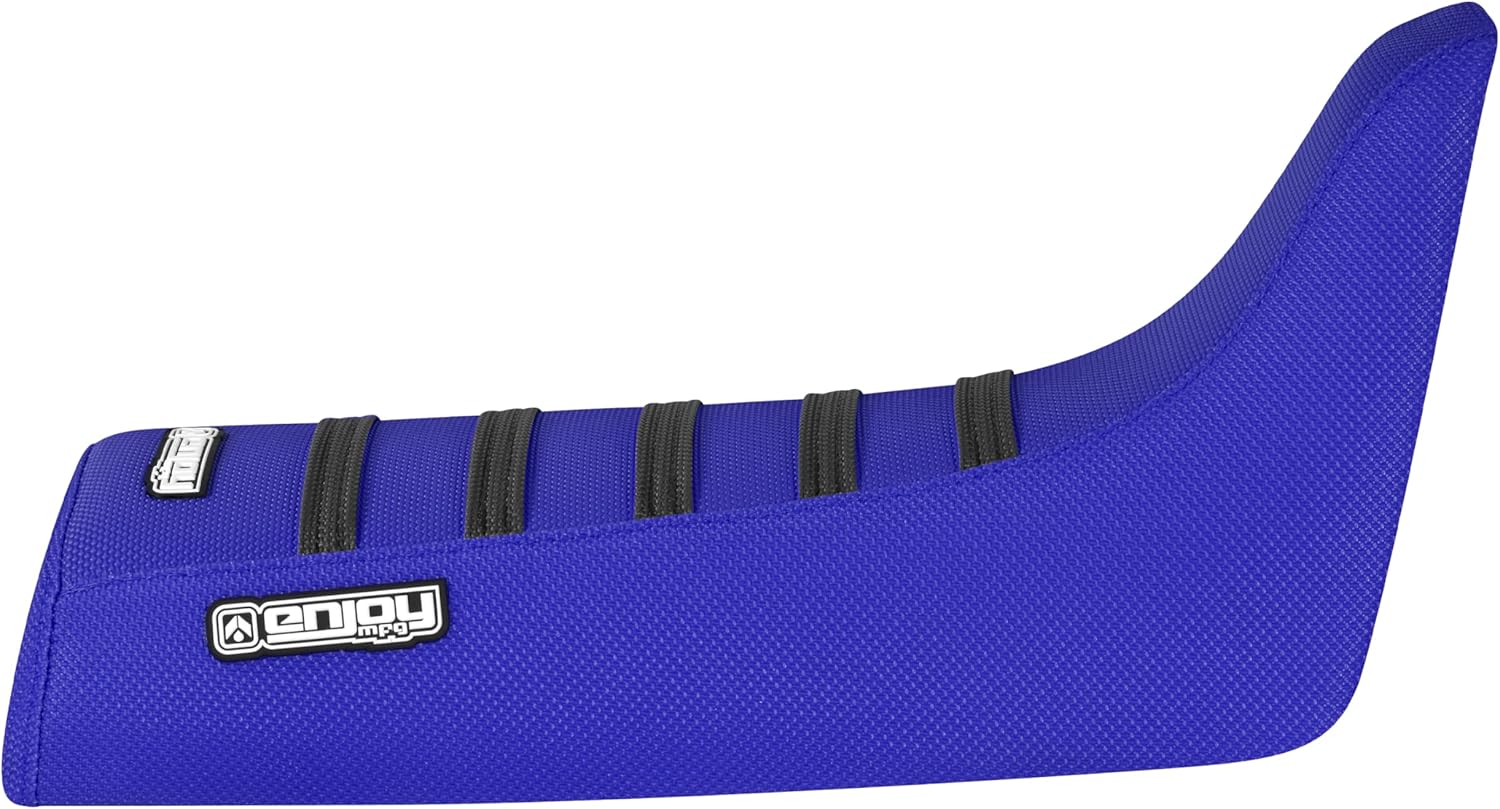 Enjoy Mfg Seat Cover - Compatible with Yamaha 1983-2010 PW80 / PW 80 - All Blue/Black Ribs #180