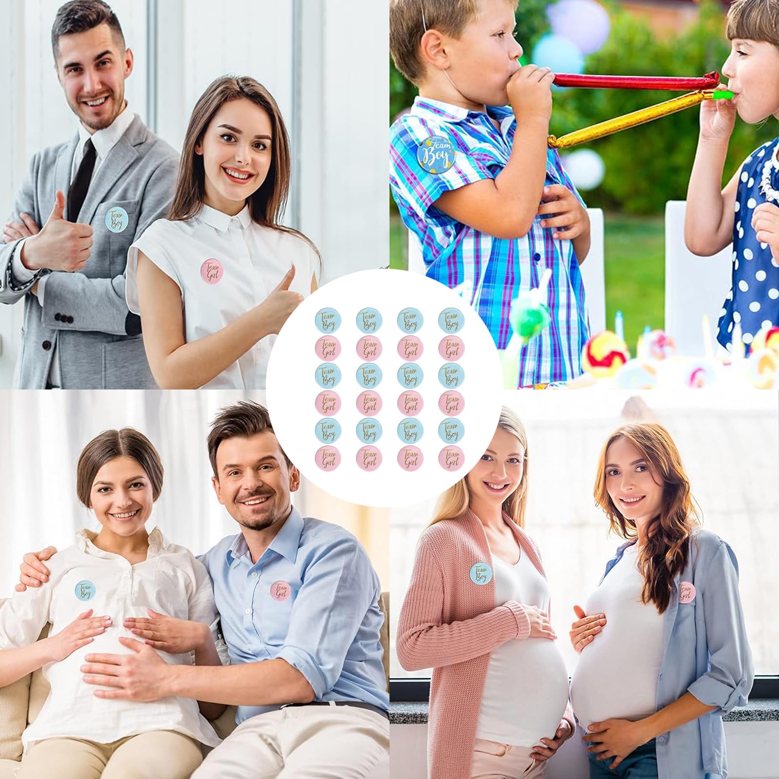 30 Piezas Botones De Revelación De Género Botón De Revelación De Género Equipo Niño Niña Insignia Pin Para Baby Shower Decorativo Género Revelar Fiesta Juego Suministros (Azul y Rosa)