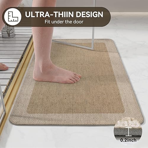 Miniatura 3 de Tapetes de baño, ultra finos para debajo de la puerta, súper absorbentes, de secado rápido, antideslizantes, lavables, tapetes de baño con respaldo