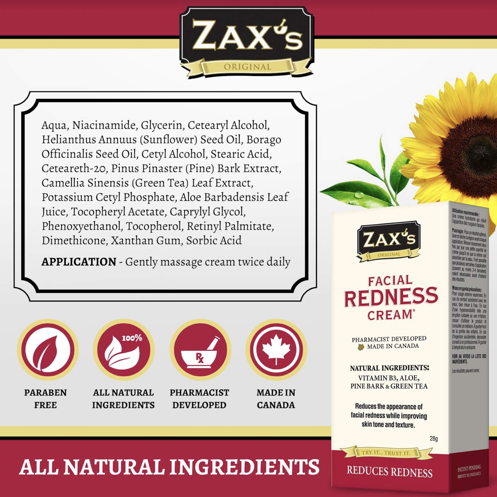 Amazon.com: Zax's Facial Redness Diminishing Cream, Rapid Relief