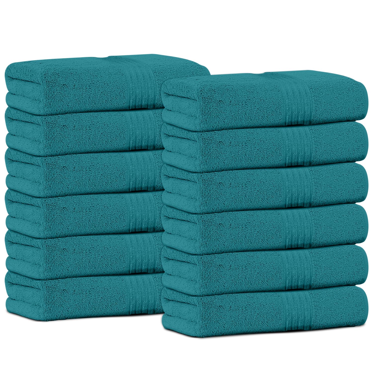 GC GAVENO CAVAILIA 12 Pack Flannel Face Cloth Face Towels 30 x 30 Cm | Egyptian Cotton 450 GSM Towels Set Fingertip Highly Absorbent Washcloths For Bathroom, Spa & Gym, Teal