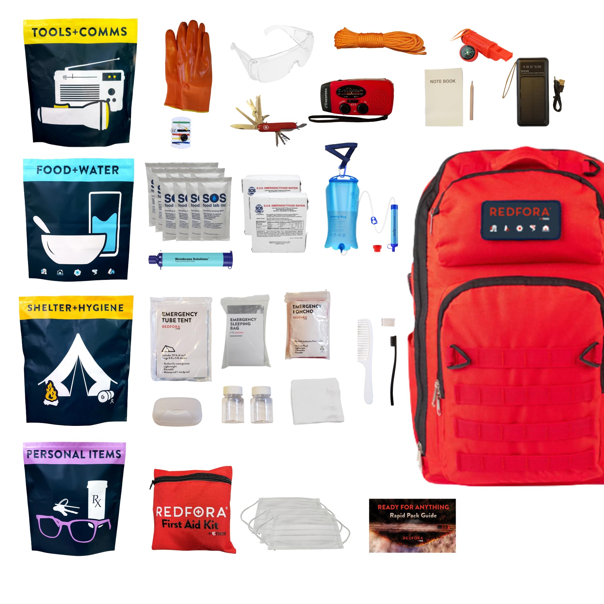 Complete Earthquake Bag - 3 Day Emergency kit for Earthquakes, Hurricanes, Wildfires, Floods + Other disasters