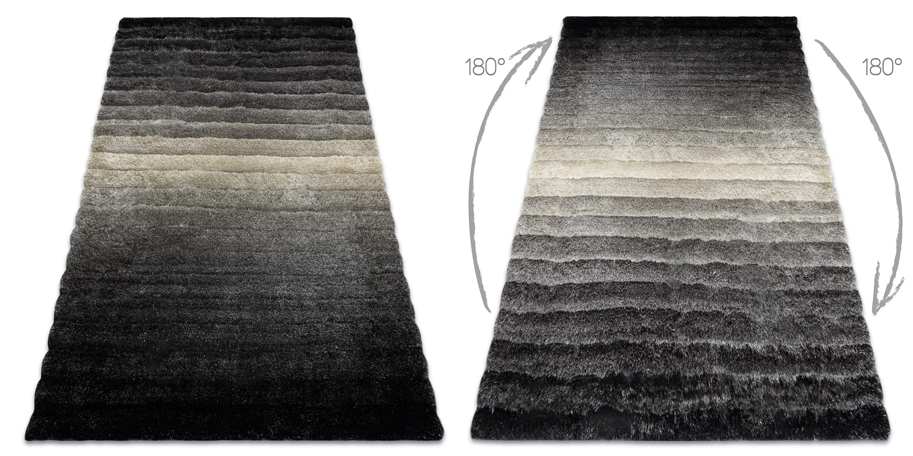 Nowoczesny dywan FLIM Shaggy w paski - Structural szary 80 x 150 cm
