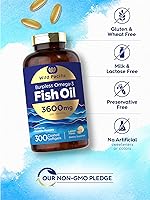 Vista 5 de Carlyle Aceite de pescado sin eructos 3600 mg 300 cápsulas blandas con ácidos grasos omega-3 Sabor a limón Suplemento sin OMG, sin gluten