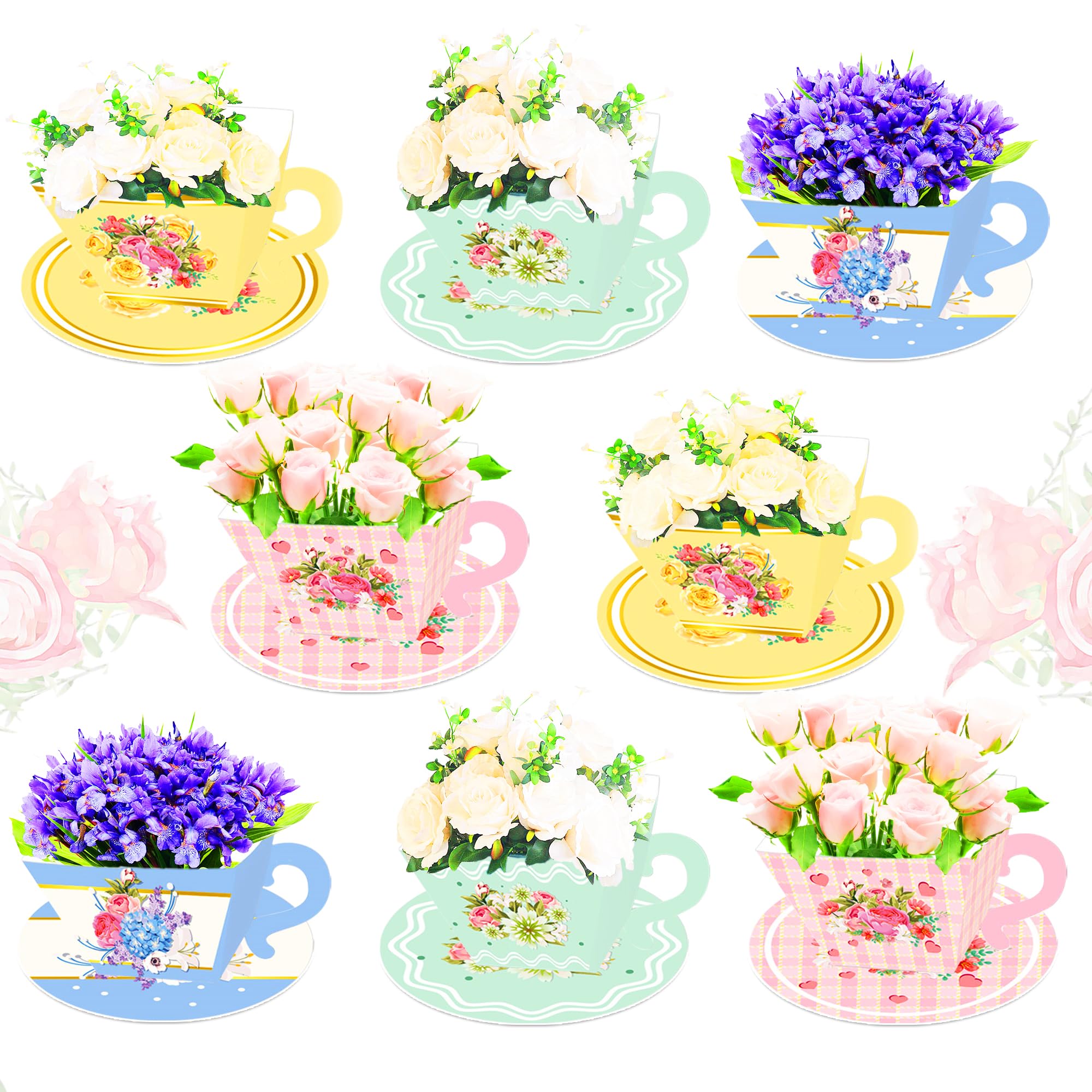 LaVenty 24PCS Vintage Floral Tea Party Tea Cups and Saucer Sets Tea Party Centerpiece