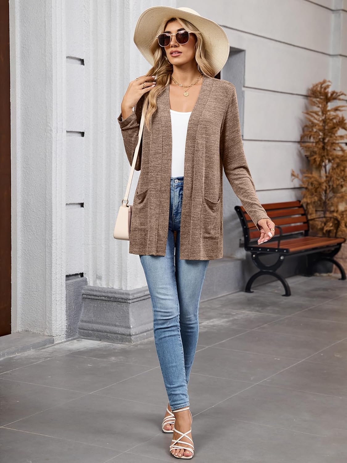 DEARCASE Women's Long Sleeve Open Front Cardigan Lightweight Casual Loose Fit Bolero Sweater with Pockets - Image 4