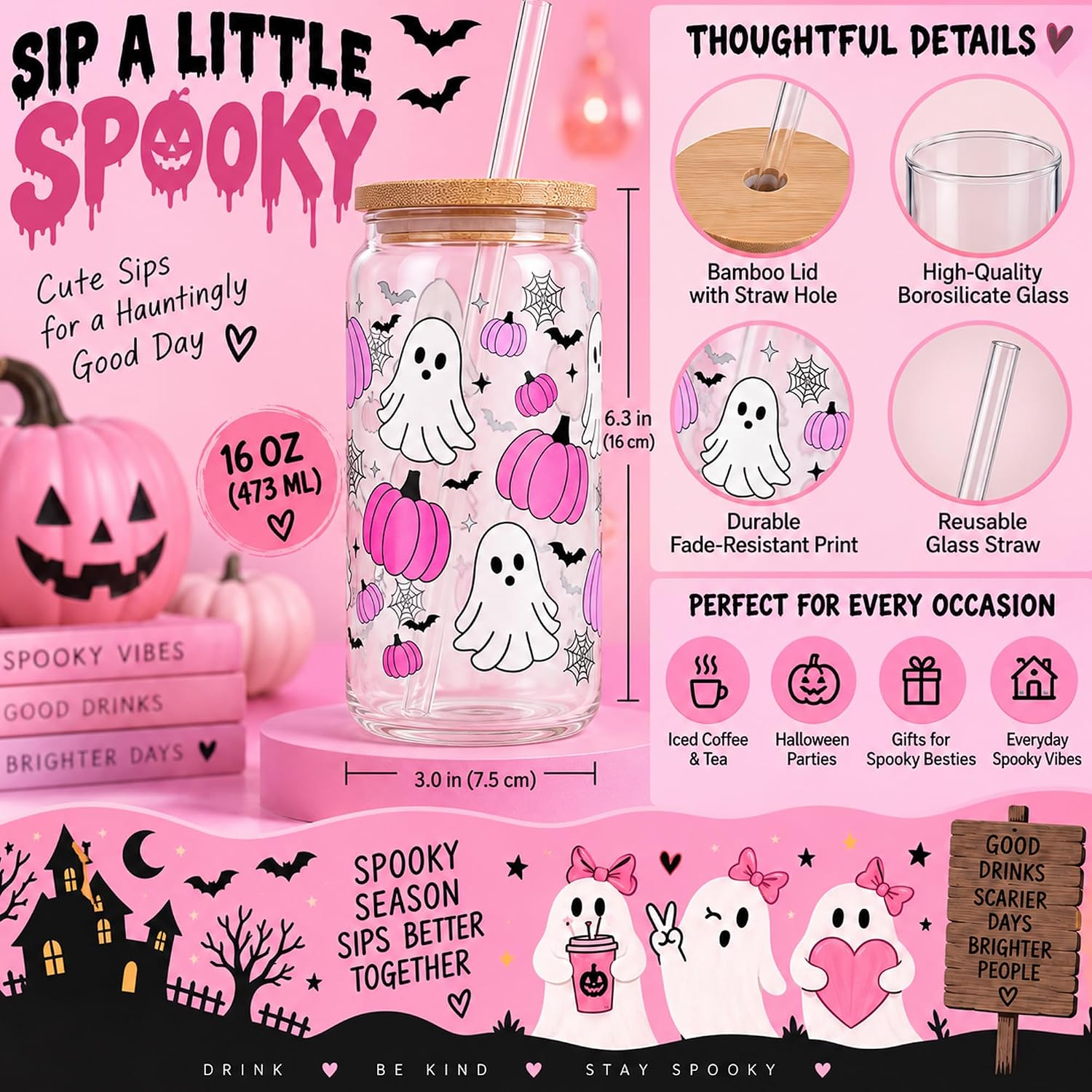 Pink Boo Basket Stuffers for Women Teens Girls, Halloween Gifts Basket | Ghost Basket Stuffers Ideas