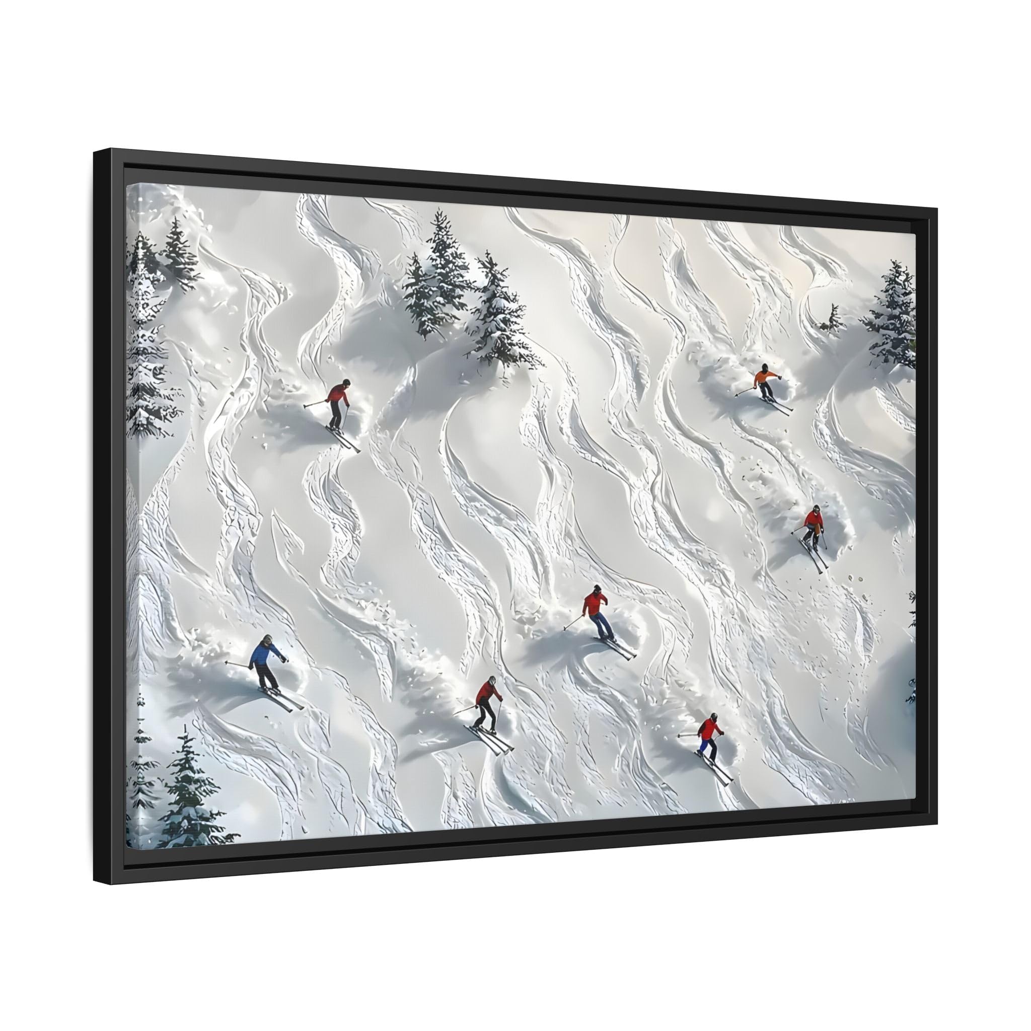 Abstract Large Skiing Sport Canvas Winter Skiers Wall Art Prints 24x16inch 60x40cm (Horizontal) / Black / 1.25inch 3.175cm